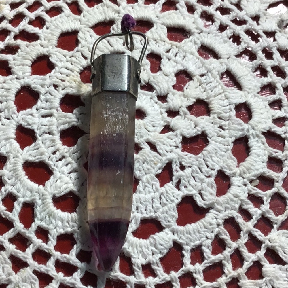 Solid Silver Fluorite And Lapis Ooak Pendant - image 2